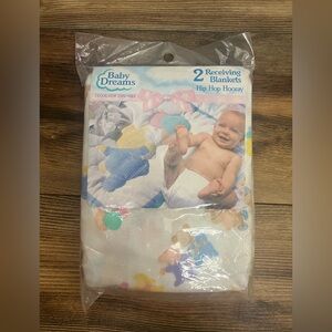 Baby dreams 2 receiving blankets hip hop hooray bear print fleecy soft cotton‎